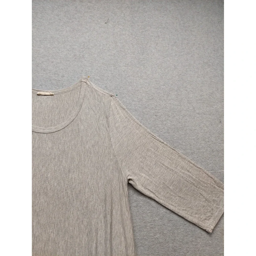 Oddy Women Sweater 3XL Gray Fringe Hem 3/4 Sleeve‎ Lightweight Knit Boho Western